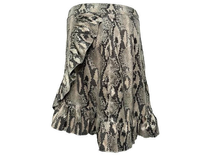 MSGM Minirock mit Schlangenprint und Rüschen aus Polyester in Grau