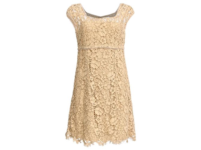 Mini abito in pizzo Dolce & Gabbana in cotone beige