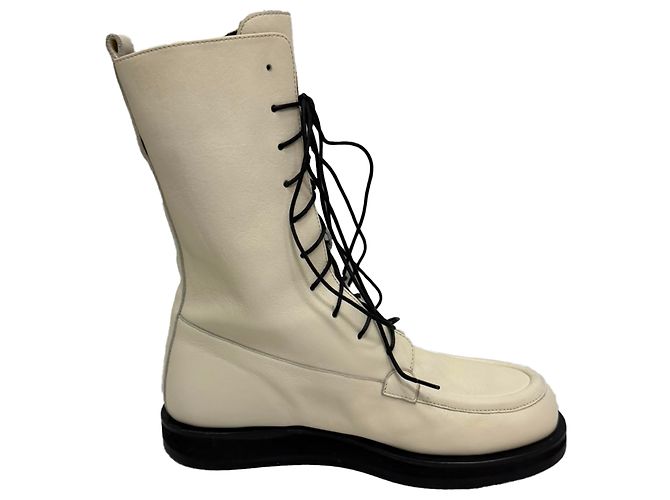 Botas de combate com cadarço Patty da The Row em couro branco