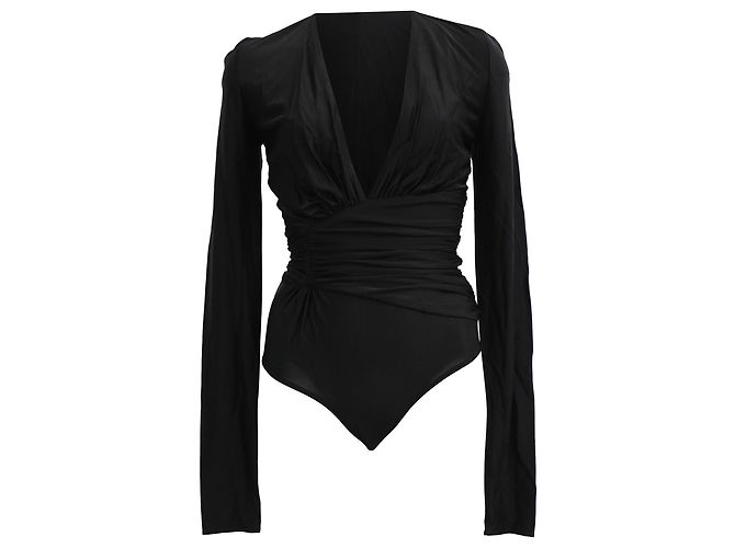 Body Alexandre Vauthier con scollo a V in viscosa nera Nero
