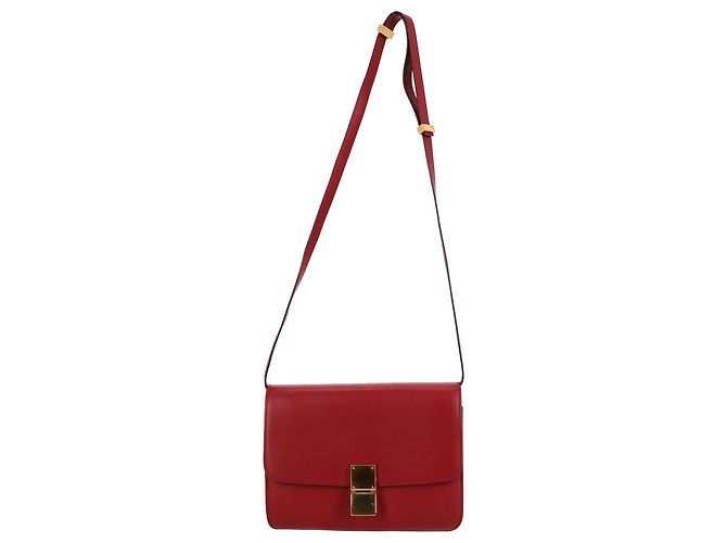 Céline Borsa a tracolla Celine Medium Classic Box in pelle di vitello bordeaux Rosso Bordò