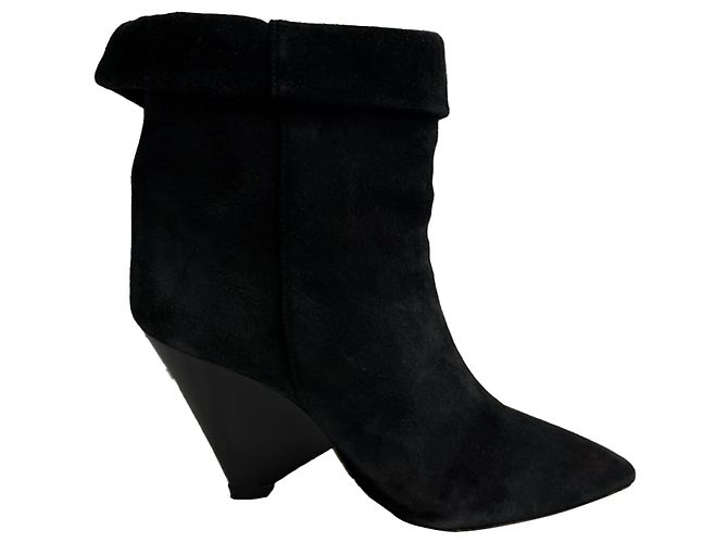 Isabel Marant Pointed-Toe Ankle Boots in Black Suede