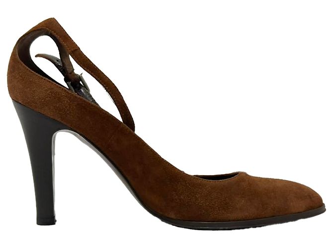 Escarpins com fivela Ralph Lauren Collection em couro e camurça marrom