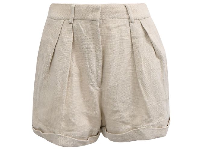 Short plissado Luisa da Staud em algodão ecru Branco