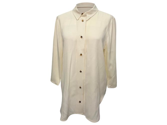 Khaite Button-Down-Hemd aus cremefarbener Acetat Weiß Roh