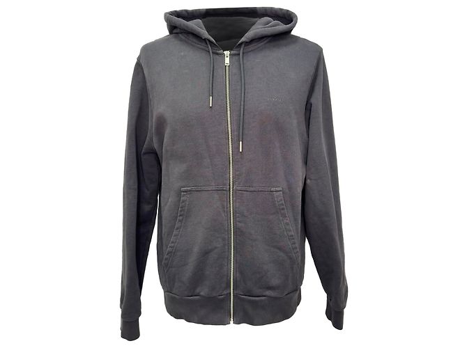 Sweat à capuche zippé en coton noir avec logo brodé Sandro Paris