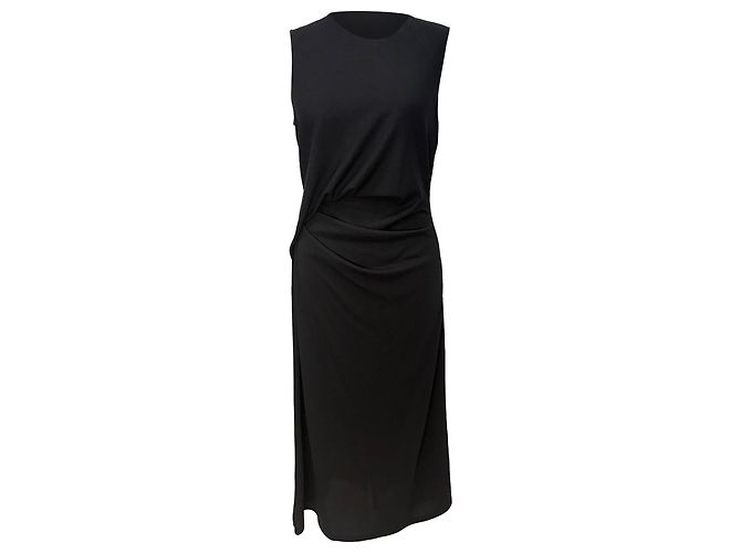Robe fourreau midi drapée et plissée Theory en polyester noir