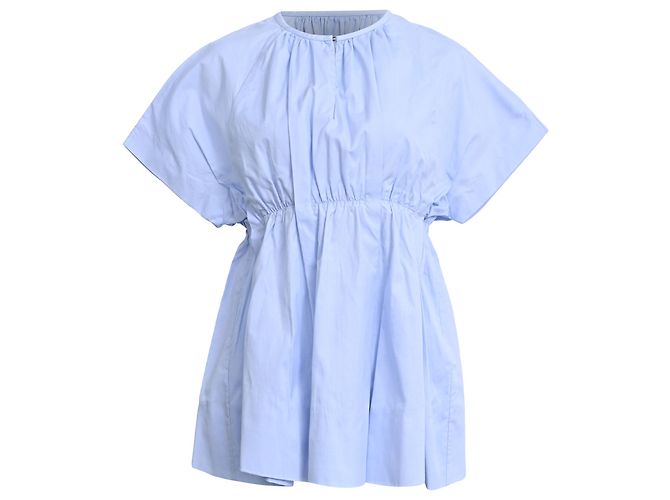 Camicetta a maniche corte Victoria Beckham in cotone azzurro Blu Blu chiaro