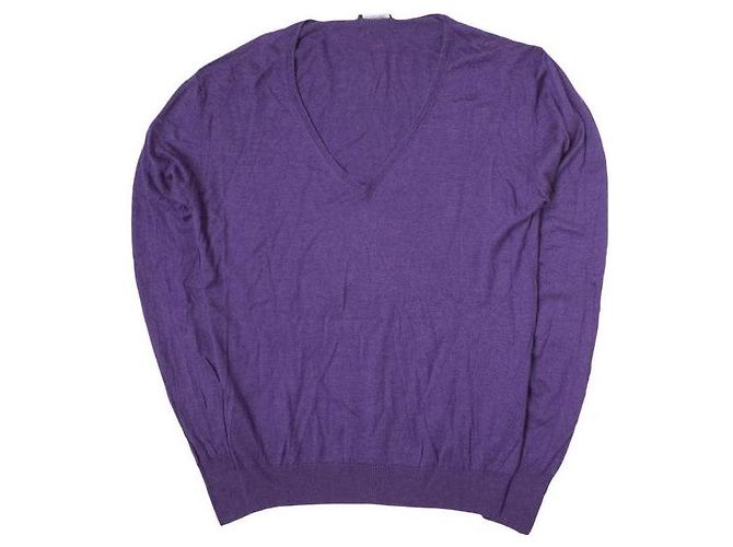 Autre Marque Cruciani Kaschmir-Seide V-Ausschnitt Strickpullover mit feiner Maschenführung Lila