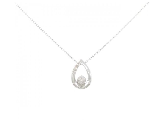 Autre Marque 10K Weißgold-Diamant-Halskette Silber