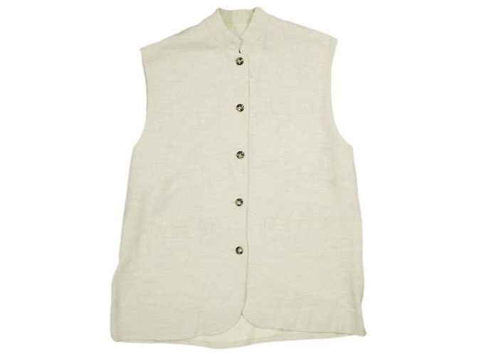 Autre Marque CLANE LINEN STAND BOX VEST Leinenweste Beige