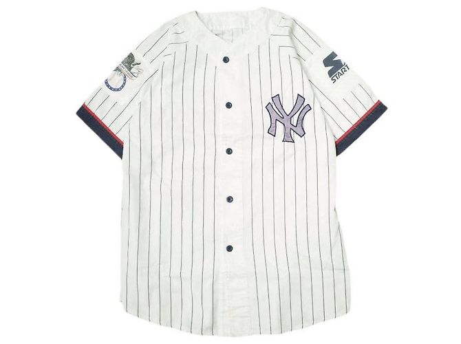 Autre Marque STARTER New York Yankees Baseballhemd aus Baumwolle und Polyester Weiß Marineblau