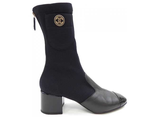Timeless Botas de couro Chanel Preto