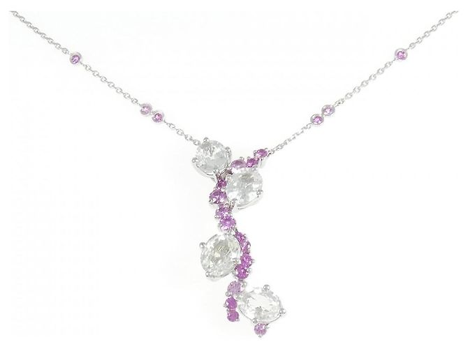 Autre Marque Collar de zafiro blanco PT900 PT850 Plata