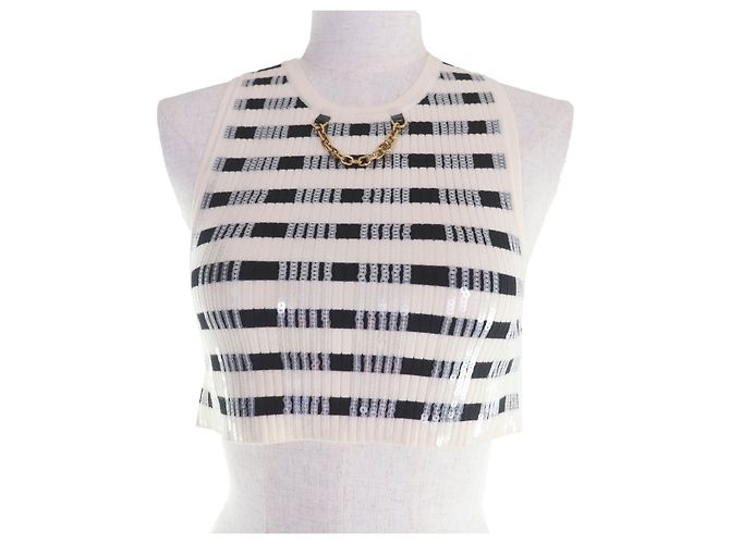 Louis Vuitton LVChain Kleid Schwarz Weiß Roh