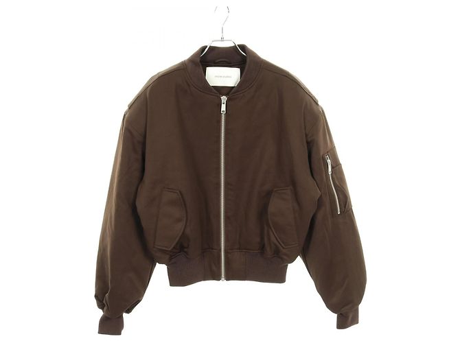 Autre Marque Entire Studios CROPPED BROAD BOMBER SUITING Wool Jacket Brown