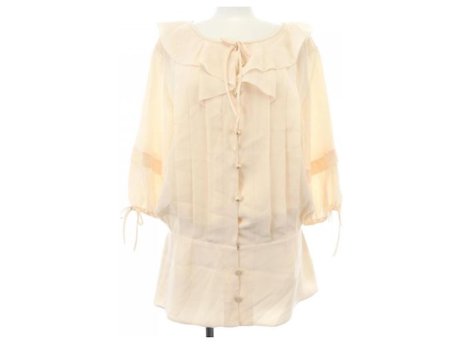 Timeless Top de seda Chanel Bege