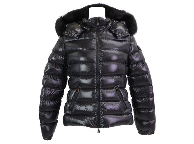 Moncler BADYFUR Shiny Nylon Down Jacket Black