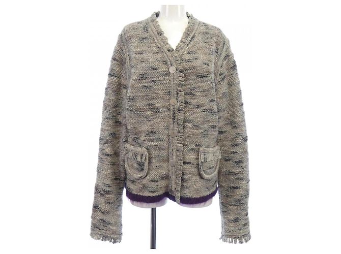 Timeless Chanel Collarless Jacket Brown Beige