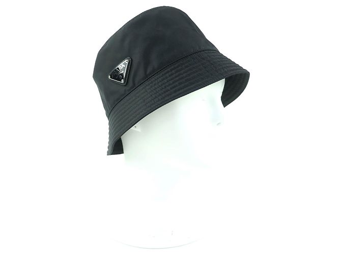 Prada Re-Nylon Triangle Logo Hat Black