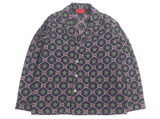 Giacca in cotone Gucci GG logo Star Blu Blu navy