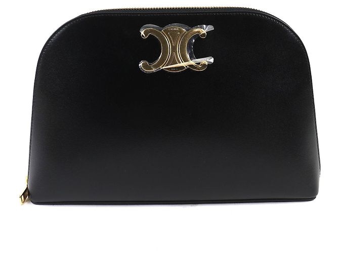 Céline Celine Triomphe Kalbsleder Pouch Schwarz