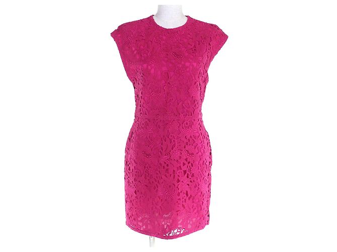 Vestido de renda bordada Valentino Rosa