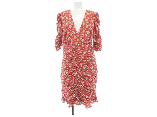 Autre Marque Seidenkleid VERONICA BEARD Rot Beige Gelb