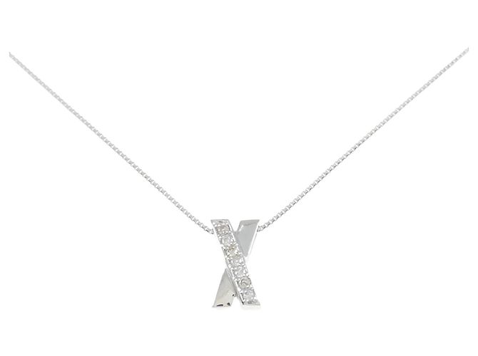 Autre Marque Au750 Weißgold Diamant Halskette Silber