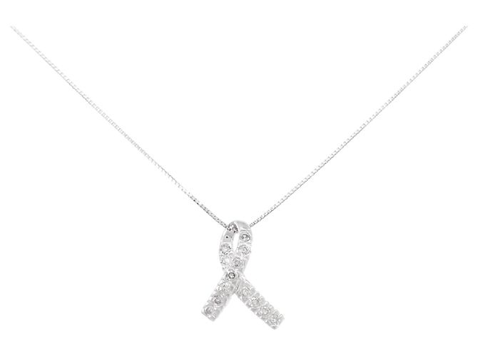 Autre Marque Collar de oro blanco y diamantes Au750 Plata