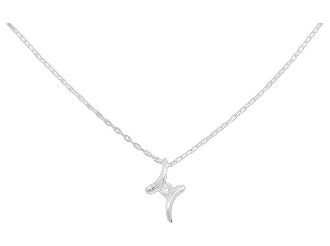 Autre Marque Colar de ouro branco Au750 e diamantes Prata