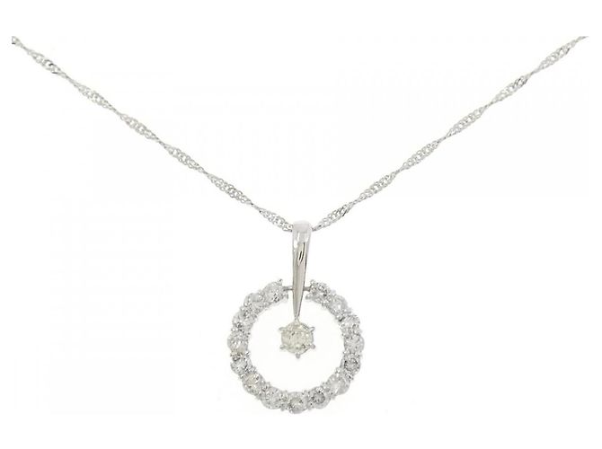 Autre Marque Platin-Diamant-Halskette Silber