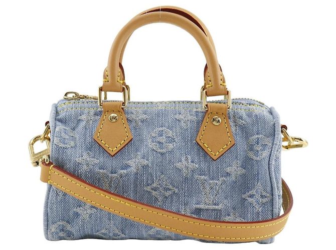 Bolsa 2way Louis Vuitton Nano Speedy Monogram Azul Azul claro