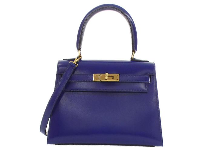 Hermès Hermes Mini Kelly Box Calf Bleu