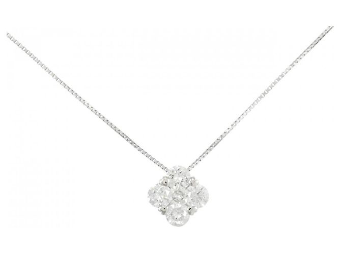 Autre Marque Diamant-Halskette Pt900 K18WG Silber