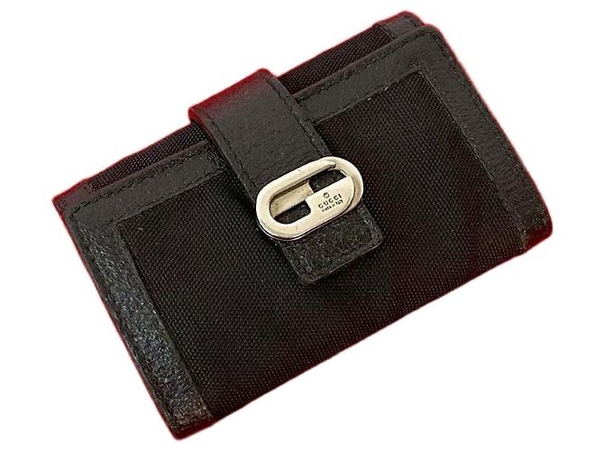 Gucci Leather Nylon Key Case Black