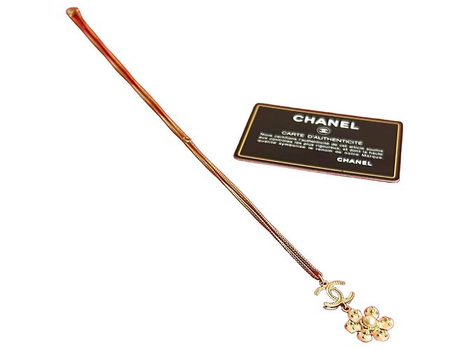 Timeless Colar Chanel Coco Mark Flower de pérolas artificiais Dourado