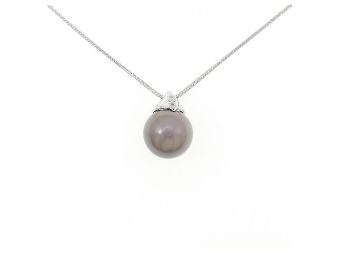 Autre Marque K18WG Perlenkette mit schwarzer Perle