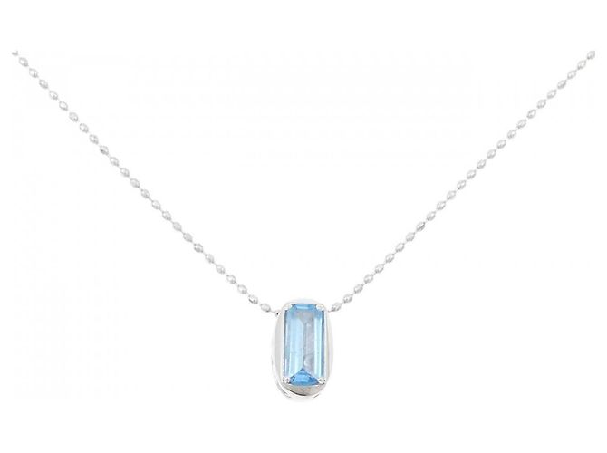 Autre Marque Collar de 2 vueltas en oro K14WG con topacio azul
