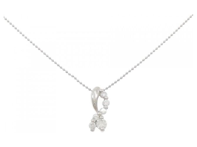 Autre Marque Platin-Diamant-Halskette Silber