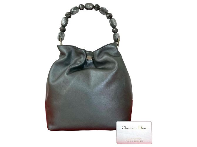 Bolsa de mão Christian Dior Maris Pearl Leather Marrom