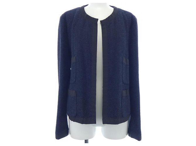 Timeless Chanel Collarless Jacket Blue Navy blue