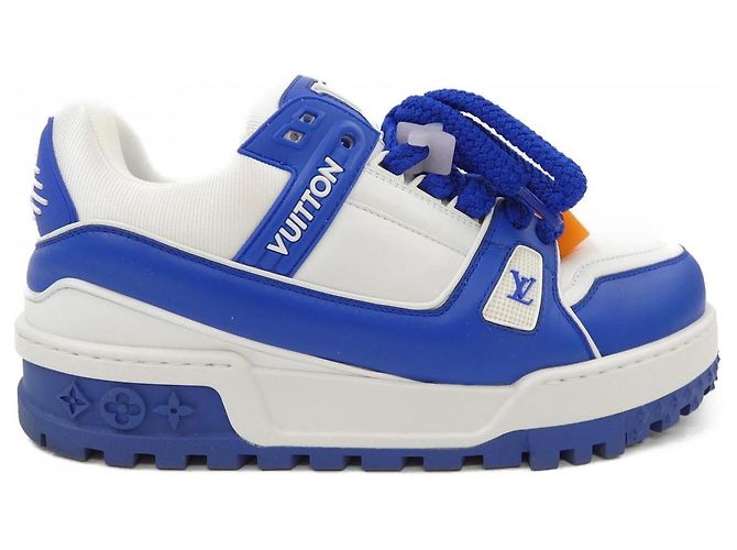 Baskets Louis Vuitton LV Trainer Maxi Line Blanc Bleu