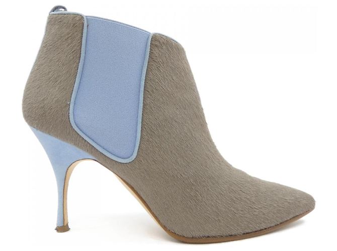 Botas de pelo de bezerro Manolo Blahnik Azul Bege