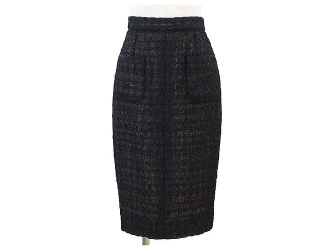 Timeless Gonna in tweed e mesh Chanel Nero