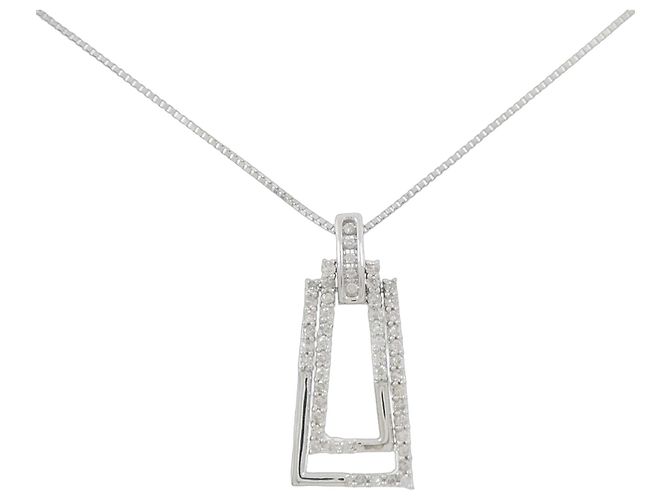 Autre Marque Colar de ouro branco Au750 e diamantes Prata