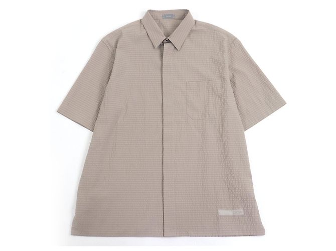 Dior Check Pattern Soccer Fabric Short Sleeve Shirt Beige