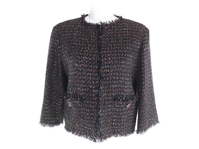 Timeless Jaqueta Chanel de nylon sem colarinho Multicor