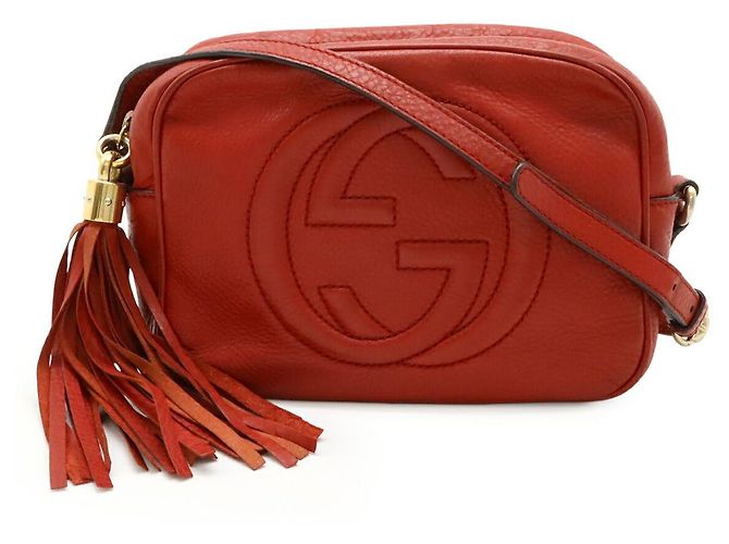 Bolsa de ombro Gucci Soho Small Disco de couro Vermelho