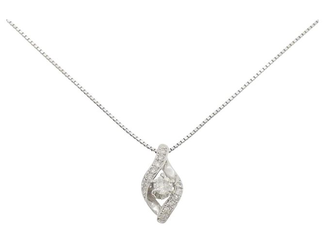 Autre Marque Diamant-Halskette PT900 PT850 Silber